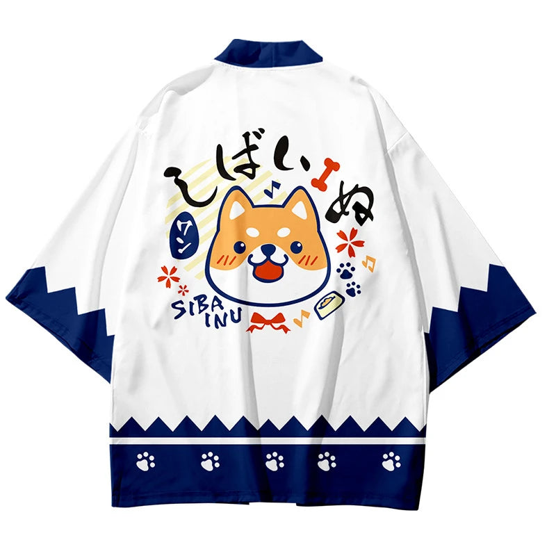 Summer Loose Japanese Fashion Cartoon Kawaii Kimono Streetwear Cardigan Robe Women Men Haori Top Yukata