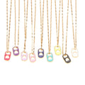 NM1222 Gold Enamel Soda Cap Pop Tab Charm Pull Tab Gold Can Tab Pendant Chain Necklace