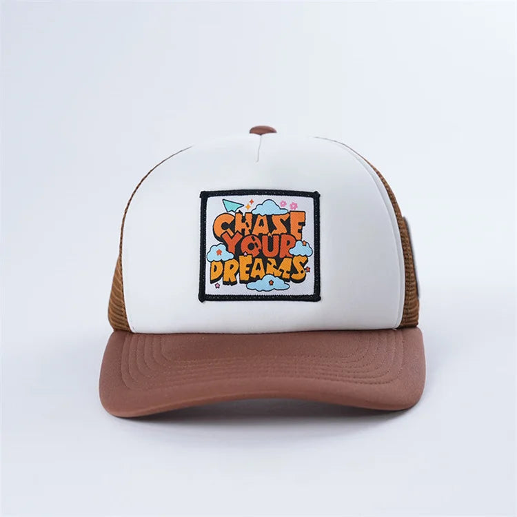 Foam Trucker Hats with Patch logo 5 Panel Snap Back Trucker CapFlat Brim Trucker Hats Mesh Hat