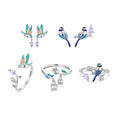 Wholesale Fashion Designer Sterling 925 Silver Jewelry for Women Enamel Cute Bird Stud Earings Open Ring Set
