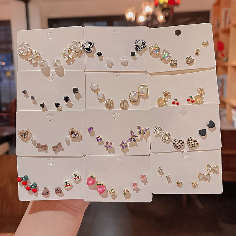 SC Niche Simple Earring Set Cute Wonderful Cat's Eye Stone Earrings Fashion Temperament S925 Silver Needle Earrings