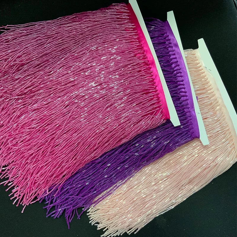 Individual Beaded Fringe Strands Bugle Bead Droppers 12cm 60colors Jazz Dance Costumes Pageant Dress Ballroom Latin Bell