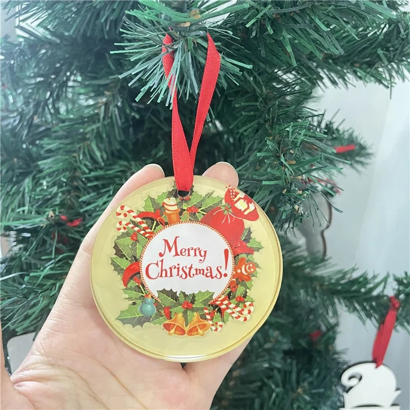 MDFSUB Acrylic Sublimation Blank Round Hanging Ornaments 70x70x5mm Thickness 5mm Guangdong Christmas Tree Decorations