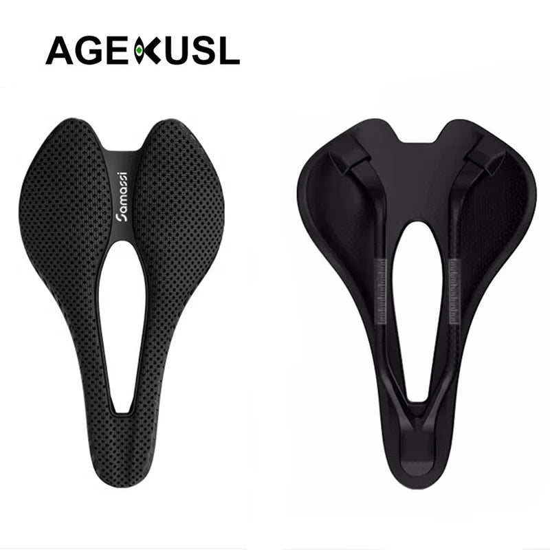 Samassi 3D Printed Carbon Fiber Bike Saddle Lightweight Ultralight Road Bicycle Seat Safety Simple Style Shock Absorption
