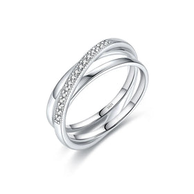 Wholesale 925 Sterling Silver Intertwined Criss Cross Ring Micro Pave CZ Triple Band Wedding Engagement Jewelry for Women