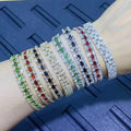 BC1493 Rainbow Cubic Zirconia Tennis Bracelet Colorful Triple 3 Row Strand CZ Zircon Baguette Tennis Bracelets for Ladies