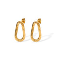 Competitive Price Stainless Steel 18K Gold Plated Simple Hollow Out Oval Stud Earrings for Women Hypoallergenic Jewelry