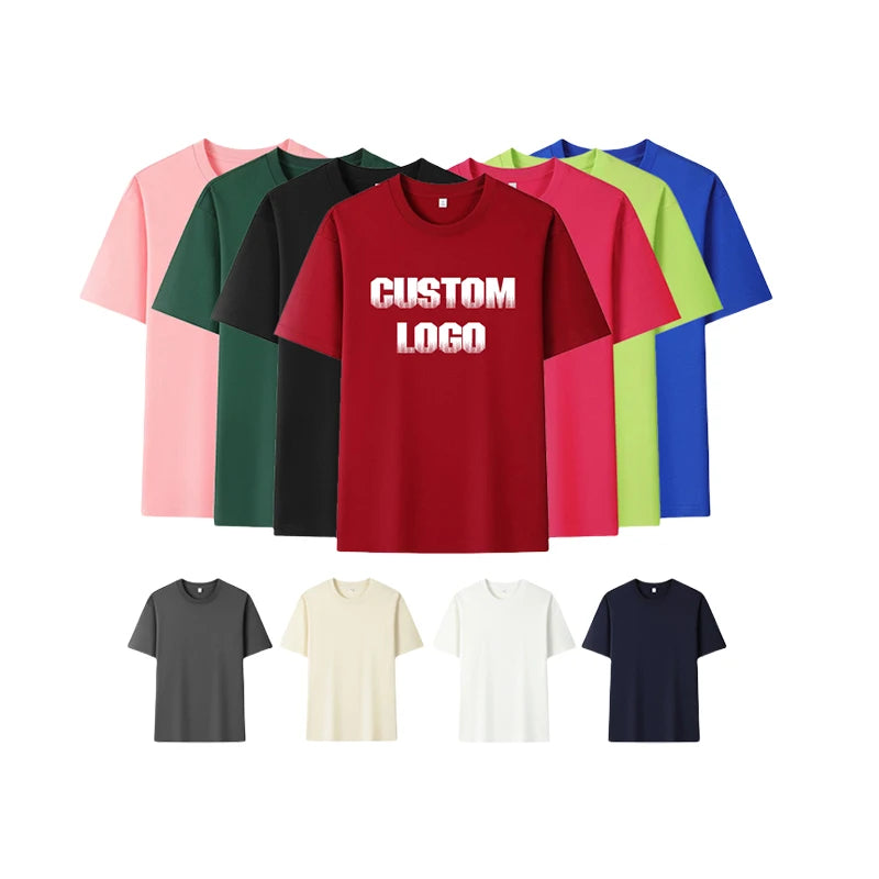 Men's Heavyweight 100% Cotton O-Neck Oversized T-Shirt Black White Drop Shoulder Custom Logo Screen Print Blank Design T-Shirt