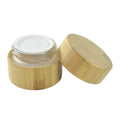 Wholesale Engraved Bamboo Cosmetic Cream Jars 5g-100g Glass Containers with Inner Glass for Creams Wholesale Cosmetic Storage