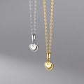 INS 925 Sterling Silver Plain love Heart Pendant Gold Plated Necklaces for Women Valentine's Day Gifts