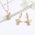 Bird Cubic Zirconia Wedding 18K Gold Plated Necklaces and Earrings for Women Fashion Jewelry Sets