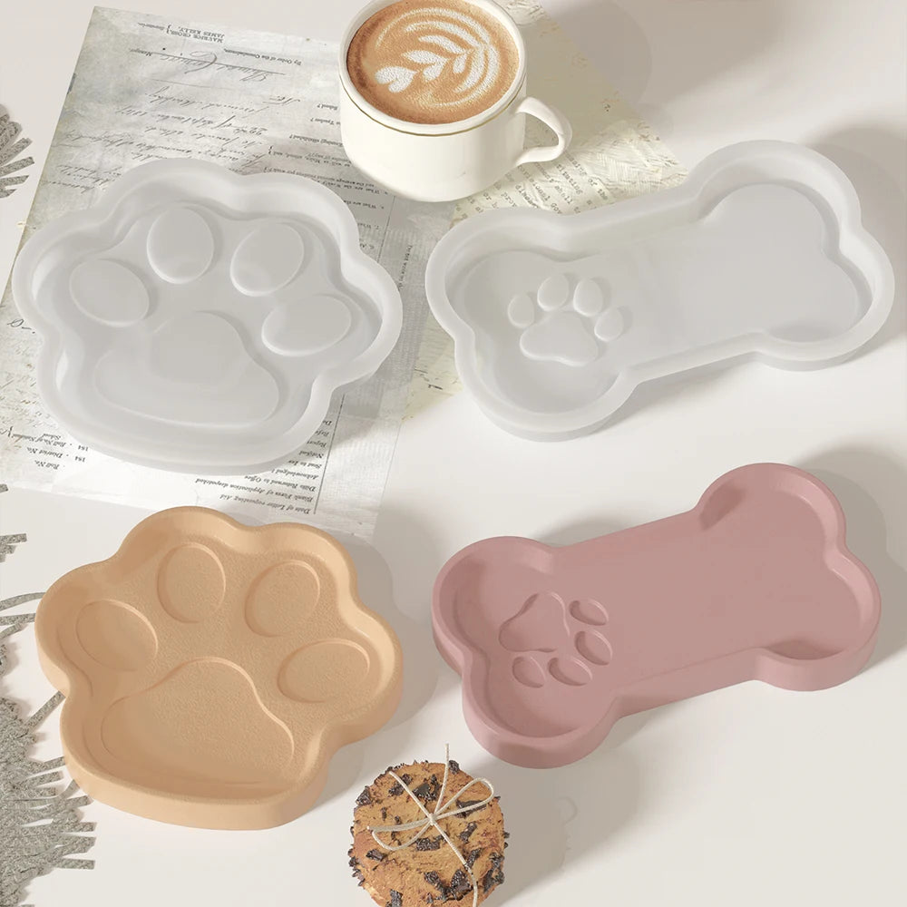 Silicone Mold for Handicrafts Jewelry Storage Plate DIY Cat Claw Tray Coaster Ashtray Plaster Resin Gypsum Mold for Cake Tools