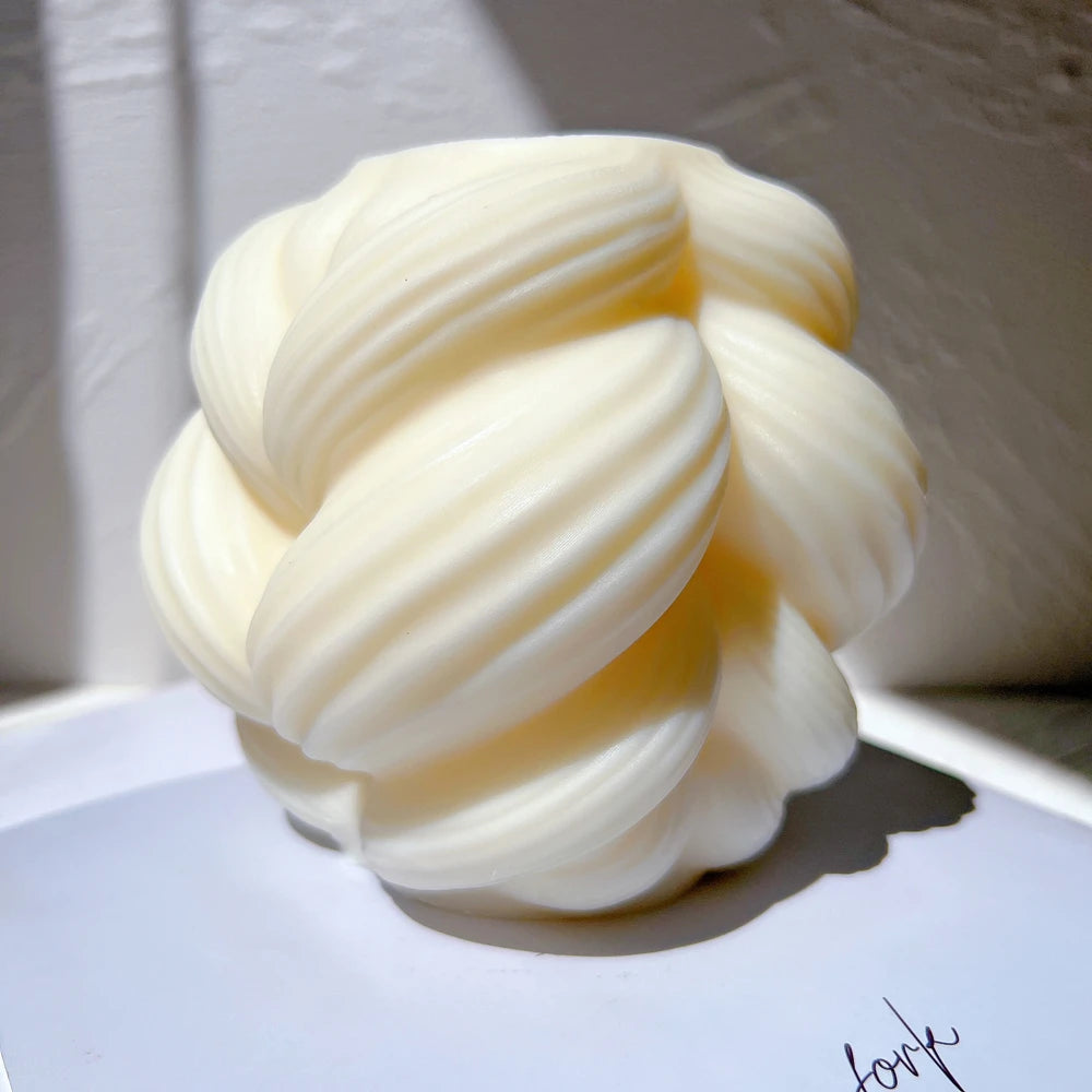 Two Sizes Wave Twirl Taper Spiral Silicone Mould Geometric Abstract Decorative Wavy Soy Wax Mold Swirl Twisted Knot Candle Molds