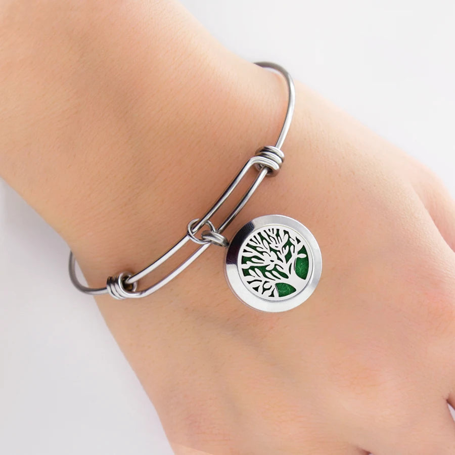 20mm 316L Stainless Steel Aromatherapy Cuff Bangle Diffuser Locket Charm Bracelet Jewelry Free 10pcs Pads