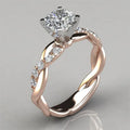 Hot Selling Gold Plated Full Diamond Knot Wedding Rings Silver CZ Princess Diamond Rings for Women