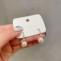 Delicate Women Fresh Water Pearl Pendant Earrings Silver Plated Micro Inlaid Cubic Zirconia CZ Hoop Earrings