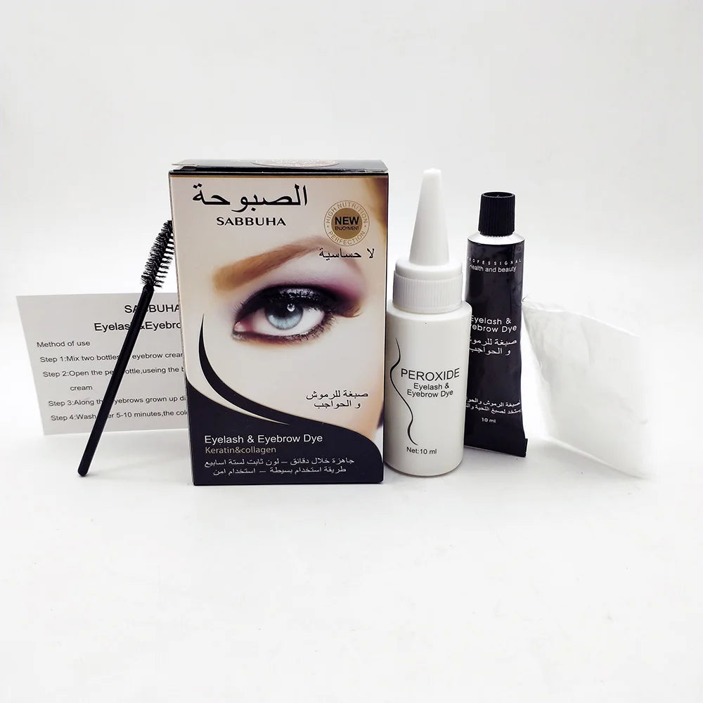 Private Label Eyelash Brow Dye Tint Kit  Fast Long Lasting Waterproof Brown Black Coffee Styling Gel Eyebrow Dye Brow Henna Tint