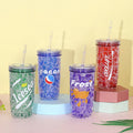 Wholesale 16oz Insulated Plastic Tumbler Cups in Bulk Double Wall Drinking Water Tumblers Wirh Lid and Straw