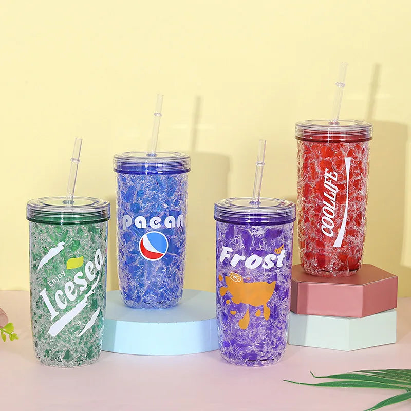 Wholesale 16oz Insulated Plastic Tumbler Cups in Bulk Double Wall Drinking Water Tumblers Wirh Lid and Straw