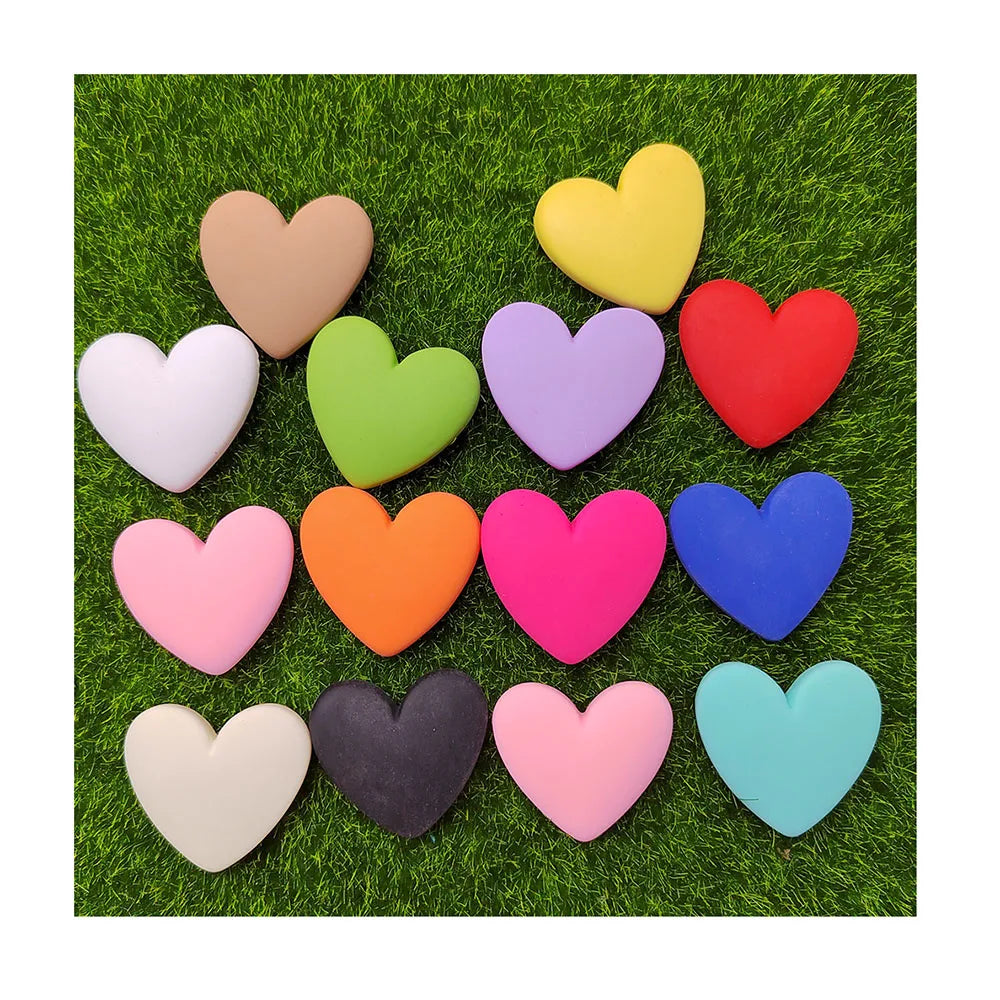 Hot Popular Colorful Heart Shape Flat Back Resin Bead Crafts Fit in Kid Making Diy Toy Slime Sccessory