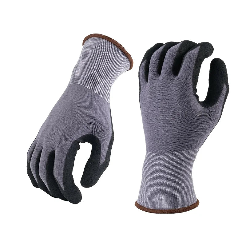 15G Nylon Spandex Microfoam Nitrile Palm Coated Industrial Work Gloves for Automotive Assembly Construction OEM