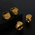 Classic Vintage Cubic Zirconia Religious Rings Stainless Steel Virgin Mary Ring 18k Gold Thumb Band Amulet Ring for Men Women