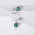Abiding Geometric Hollow Triangle Dangle Hoop Drop Earrings Hollow Natural Green Agate Gemstone 925 Silver Stud Earrings