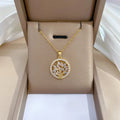 Trendy 18K Gold Plated Stainless Steel Crystal Full Diamond Love Heart Pentagram Pendant Necklace for Women Girls Jewelry