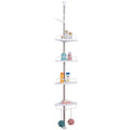 Multi-Layer Triangle Corner Shower Rack Telescopic Free Standing Extension Bathroom Shelf Height Adjustable Storage Holder
