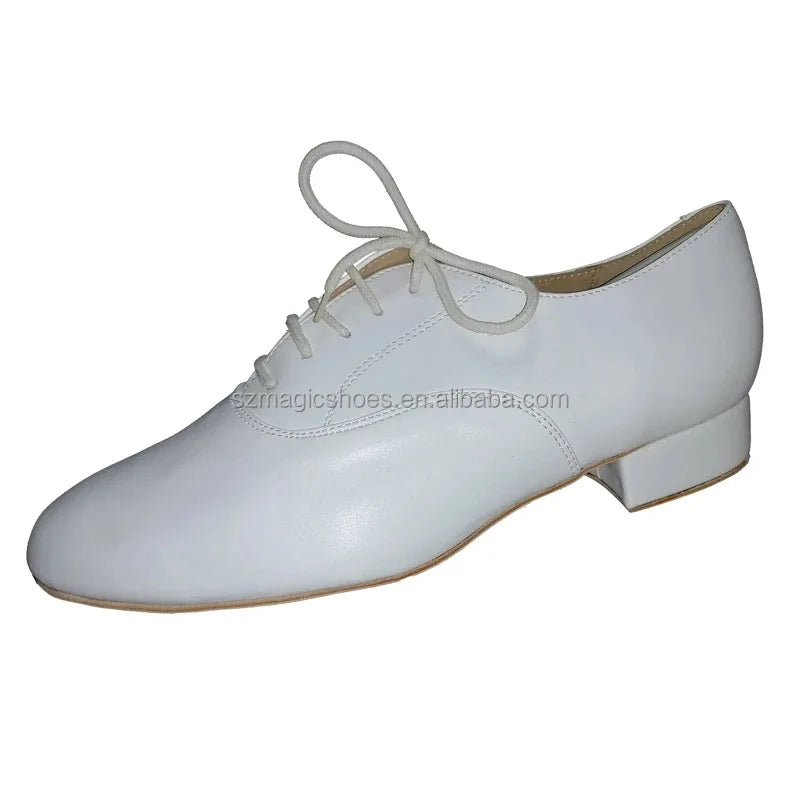 Customized Sole Latin American Dance Man Shoes White Leather