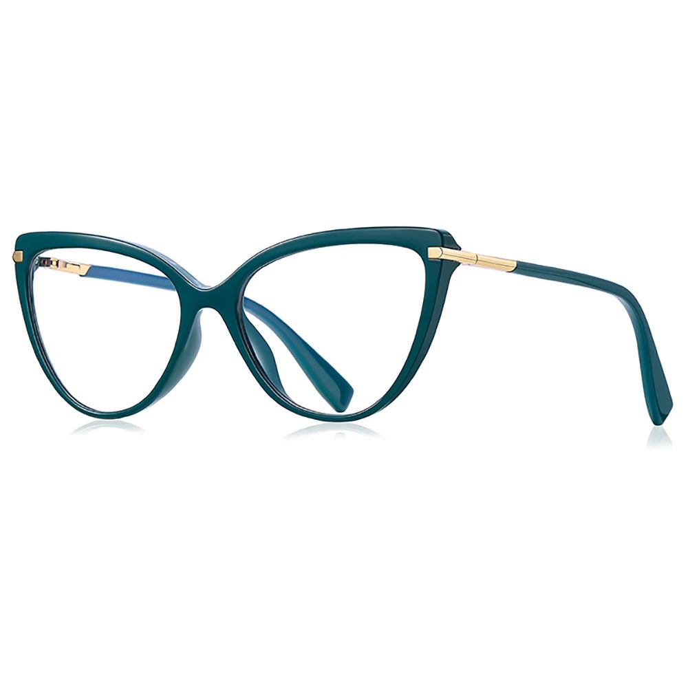 2023 Women's Retro Optical Frame Cat Eye Glasses Anti Blue Light Blocking Hot Sale Flat Mirror TR90 Material Fashionable