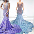 Ocstrade Manufacturers for Customs Clothes Evening Dress 2025 Fashion Purple Rhinestone Sequin Woman Evening Prom Party Dresses