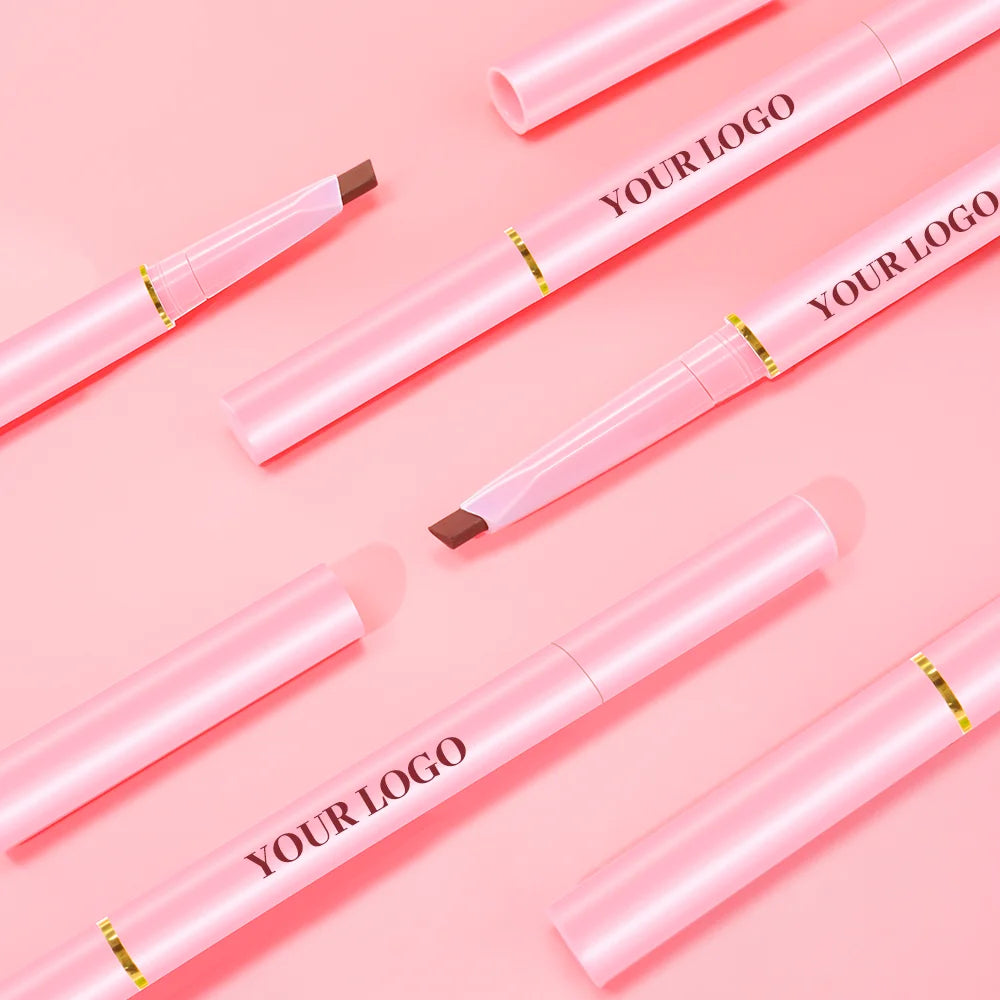 Custom Vegan High Pigment Low Moq Private Label Pink Eye Brow Pen Vendor Makeup Waterproof Long Lasting Eyebrow Pencil