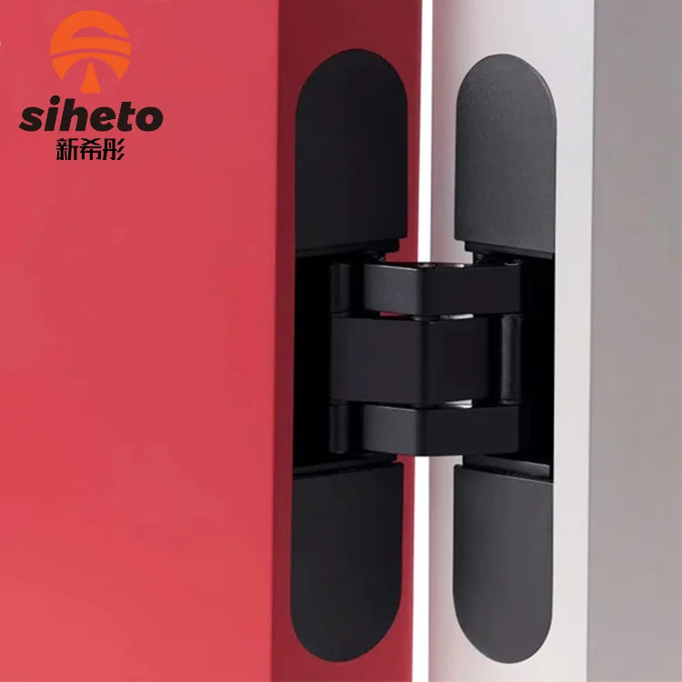 Zinc Alloy Black Silver Heavy Duty 3D 180 Degree Adjustable Invisible Concealed Hidden Hinge Wooden Door Hinges