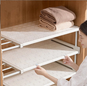 Expandable Wardrobe Tension Rack Adjustable Storage Rack Finisher DIY Separator for Cabinet Bathroom Shelf Organizer