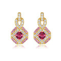 CZCITY 925 Sterling Silver Luxury Red Zircon Drop Earring Vintage Gold Plated Infinity Earrings for Women Valentine's Day Gift