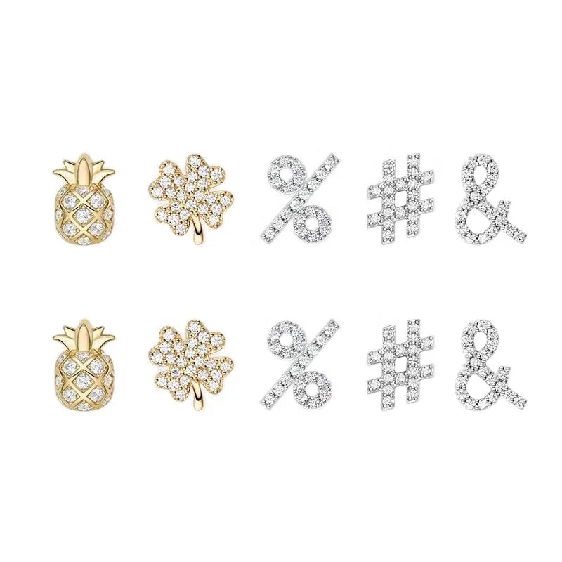 E01613 Cute 925 Sterling Silver Earring Tiny Cartilage Stud Earrings Set for Women Barbell Screw Backs Auricle Piercing