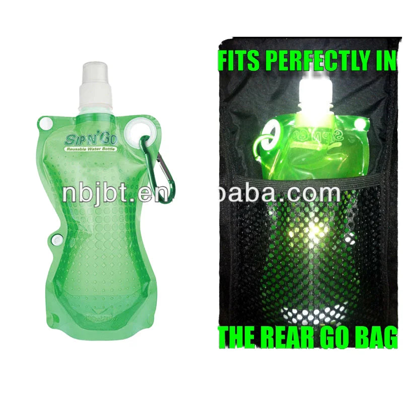 Portable Folding 480ml Eco-Friendly Plastic Water Bottle with Direct Drinking Feature for Camping