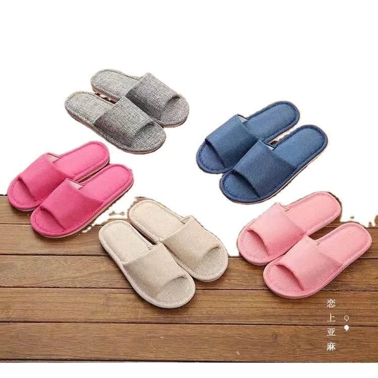 Wholesale Breathable Linen Home Slippers Slides Sandals Slippers House Slippers for Ladies and Men