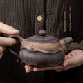 Japanese Gilding Iron Glaze Lotus Incense Handle Pot Ceramic Kung Fu Teapot Single Tea Pot Hand Ewer Pu'er Tea Making Device