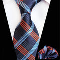 Men's Tie Set Green Red Floral Plaid Jacquard Pocket Square Necktie Handkerchief Ties Set