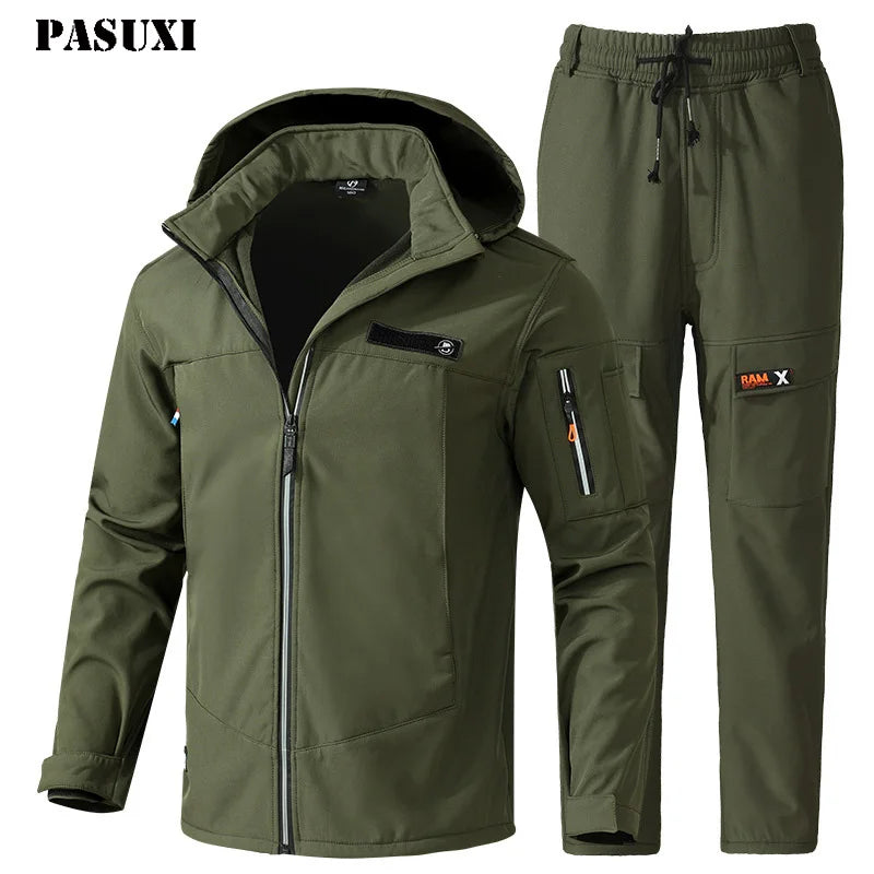 PASUXI Fall Winter Plus Size Clothing Long Sleeve Crew Neck Jacket Casual Two Piece Pants Custom Men Joggers Suits Set Tracksuit