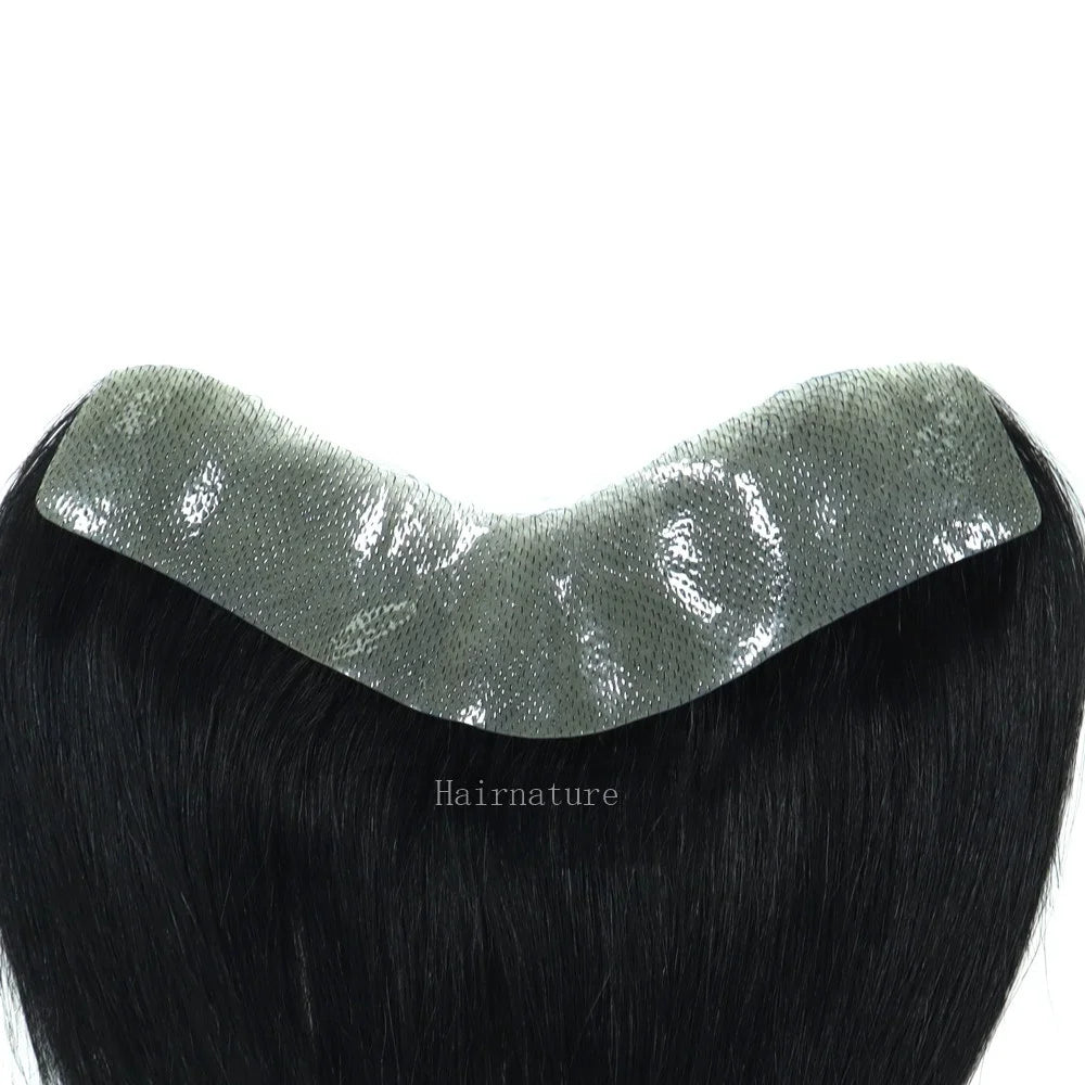 Polyskin Frontal Wig Human Hair Toupee for Men V-looped Thin Skin Human Hairpieces