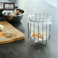 SHIMOYAMA Stainless Steel Round Holder Desktop Trash Bag Holder Organizer Storage Solution