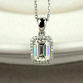 Huitan Shiny Silver Plated Jewelry Factory Price Dainty Rectangle Diamond Cubic Zirconia Pendant Necklace for Women