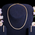 Gorgeous Oval Shape Cubic Zirconia Prom Necklace and Earrings Brides Dubai Indian Jewelry Sets for Wedding Bridesmaid Gift