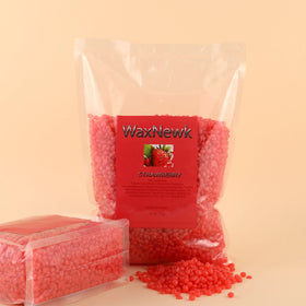 WaxNewK Hot Sale 1KG Strawberry Paperless Brazilian Hair Removal Depilatory Hard Wax Beans for Face Body