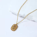 Simple Stainless Steel 18K Gold PVD Plated Necklace Diamond Square Hand Necklace Pink Zircon Hamsa Necklace
