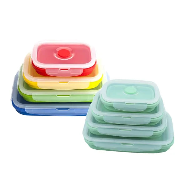 Yongli Set of 4 Collapsible Silicone Food Storage Container Leftover Meal Box for Kitchen Lunch Boxes BPA Free Dishwasher Safe