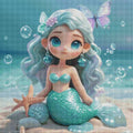 LS 5D DIY Diamond Painting Kit Printed Mermaid Princess Canvas Full Resin Drill Paintings Wall Art Home Decor